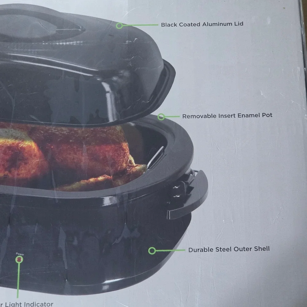 ECO+CHEF 14 Quart Roaster Oven 14QT Black‎ NEW Electric Turkey Roaster
